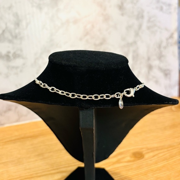 Swarovski Silver Tone Crystal Beaded ate-Strand Necklace - Picture 3 of 5